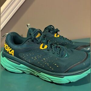 Hoka Dark Teal and Yellow Athletic Shoes